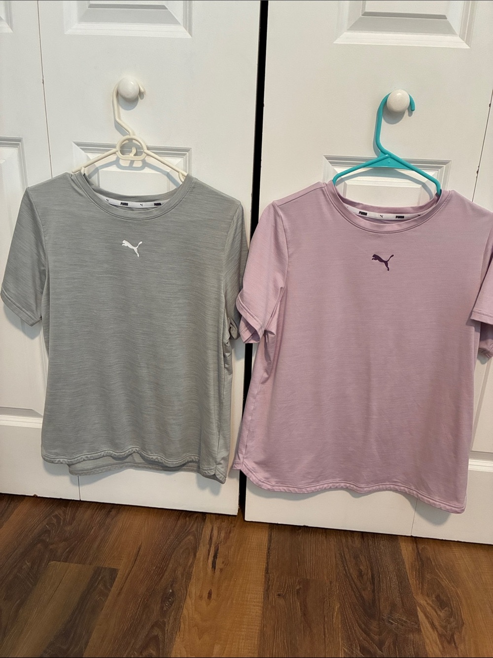 Puma Women’s Short-Sleeve Tees in Gray and Light Purple